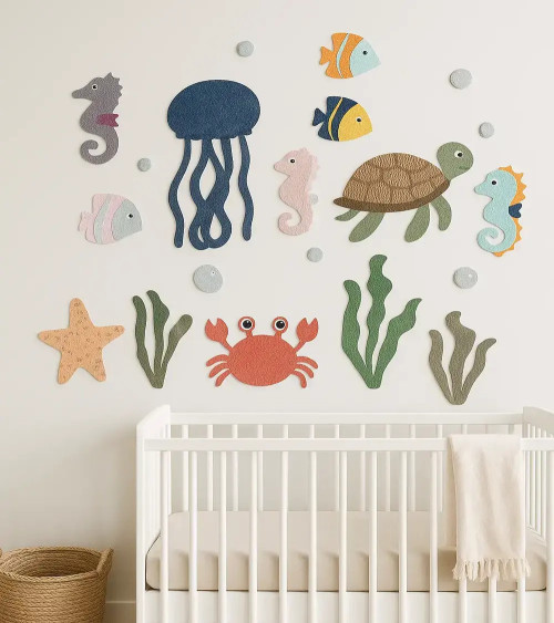 Behangsticker schildpad babykamer.