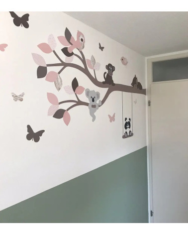 Tak met Dieren Behangsticker Roze – Meisjeskamer Decoratie | Kidzbrand