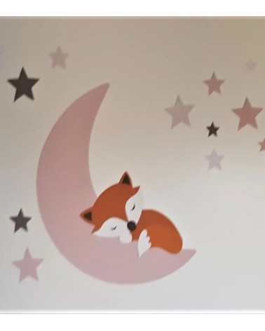 Behangsticker oranje vosje op de maan  oudroze.