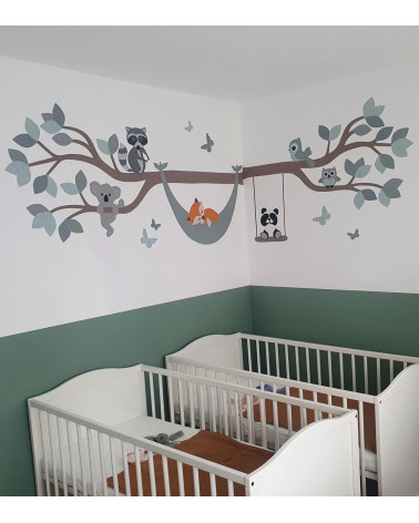 Behangsticker Vosje in Hangmat – Babykamer Dieren Decoratie | Kidzbrand