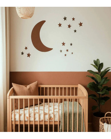 Behangsticker roest en terracotta kleurige maan babykamer boho.