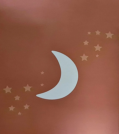 Behangsticker roest en terracotta kleurige maan babykamer boho.