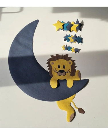 Behangsticker leeuw aan maan.