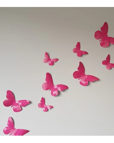 3d vlinders set behangstickers kinderkamer fel roze.