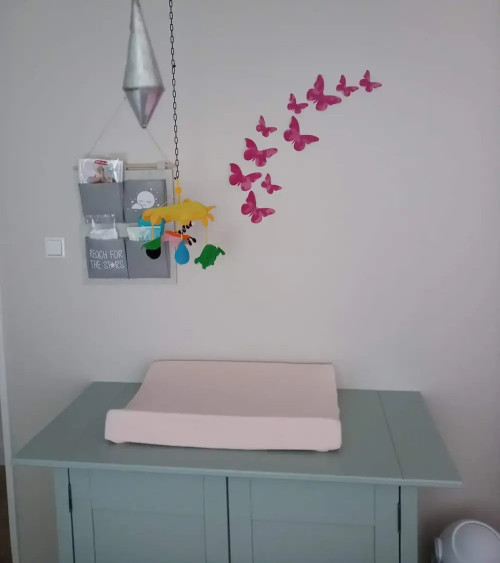 3d vlinders set behangstickers kinderkamer mintgroen en roze.