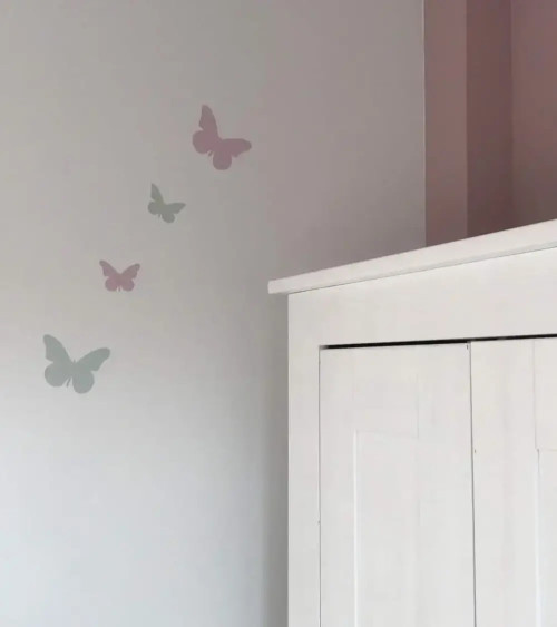 3d vlinders set behangstickers kinderkamer roze.