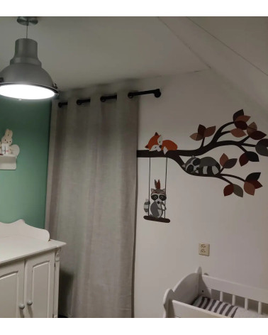Behangsticker tak met bosdieren babykamer roest.