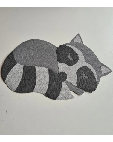 Behangsticker slapende wasbeer rechts.