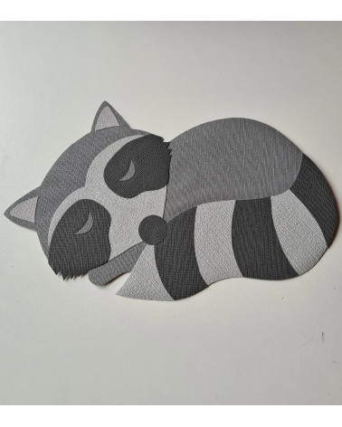 Behangsticker slapende wasbeer links.