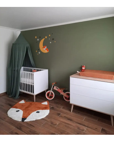 Behangsticker slapend vosje op de maan roest met afmetingen.