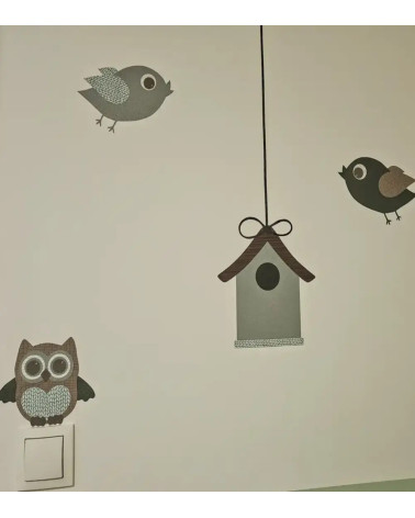 Behangsticker vogelhuisje met vogeltjes.