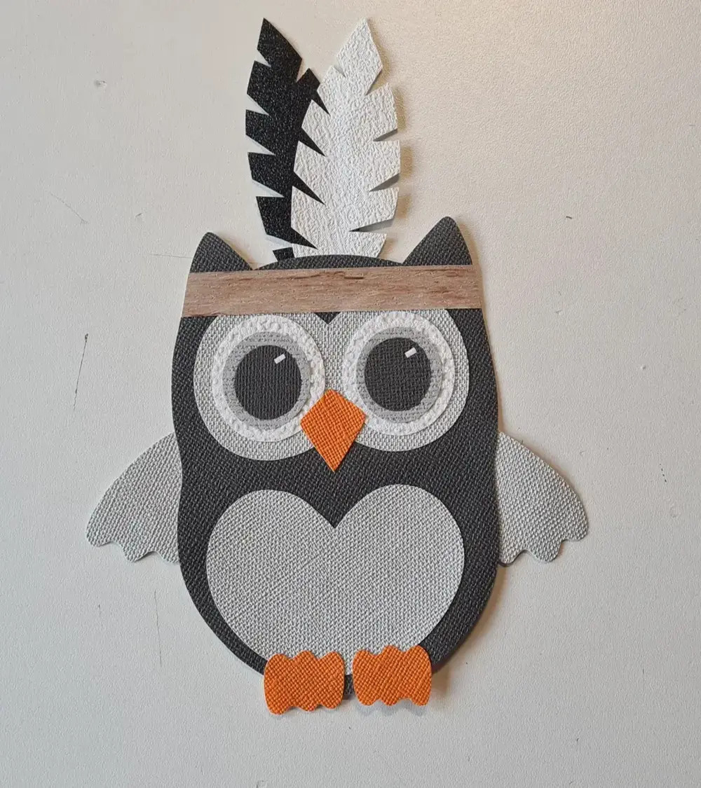 Behangsticker indianen uil grijs