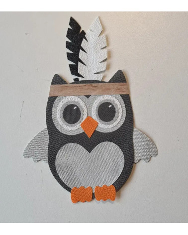 Behangsticker indianen uil grijs