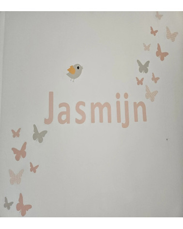 Naamletters roze met vlinders