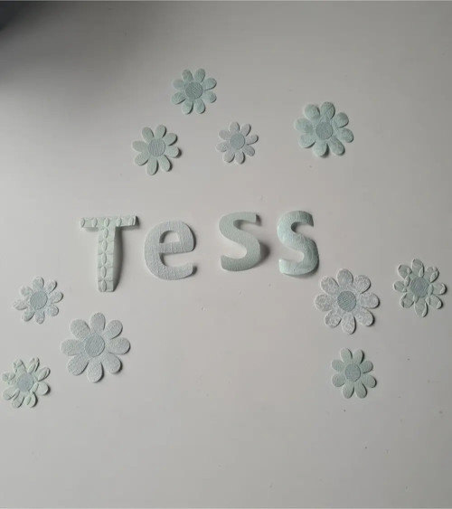 Naamletters roze met vlinders meisjeskamer.