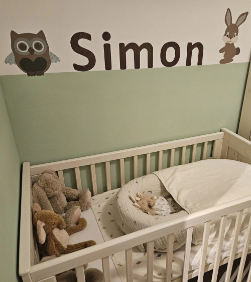 Naamletters roze met vlinders meisjeskamer.