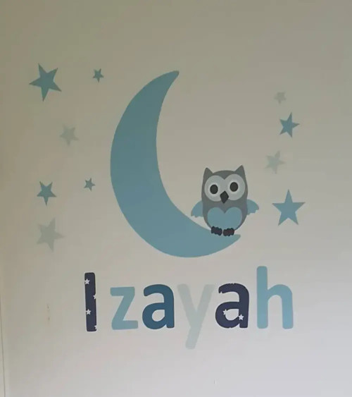 Naamletters roze met vlinders meisjeskamer.