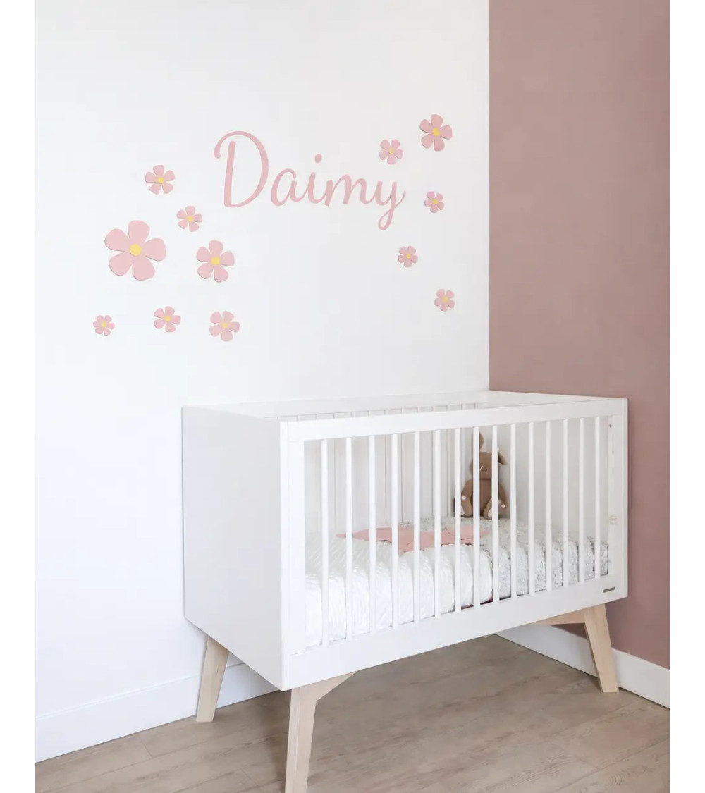 Set met roze bloemen behang stickers meisjeskamer.