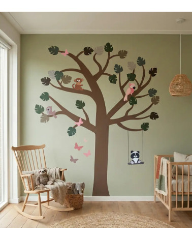 Jungle boom sticker grounding groene neutrale babykamer.
