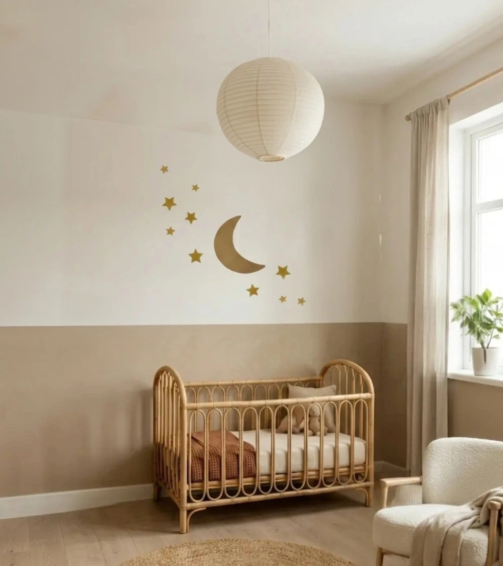 Behang sticker kinderkamer gouden maan japandi