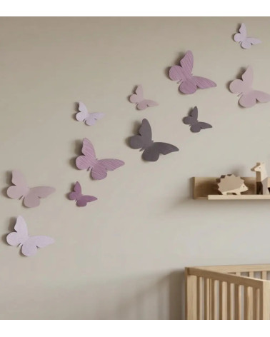 Set van 4 3d vlinders in paars en lila.