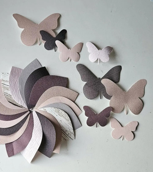 Set 3d vlinders paars en oud roze muurdecoratie kinderkamer