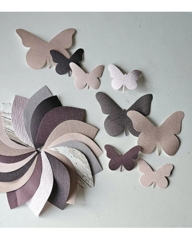 Set 3d vlinders paars en oud roze muurdecoratie kinderkamer