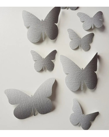 set 3d vlinders muurdecoratie kinderkamer licht grijs.