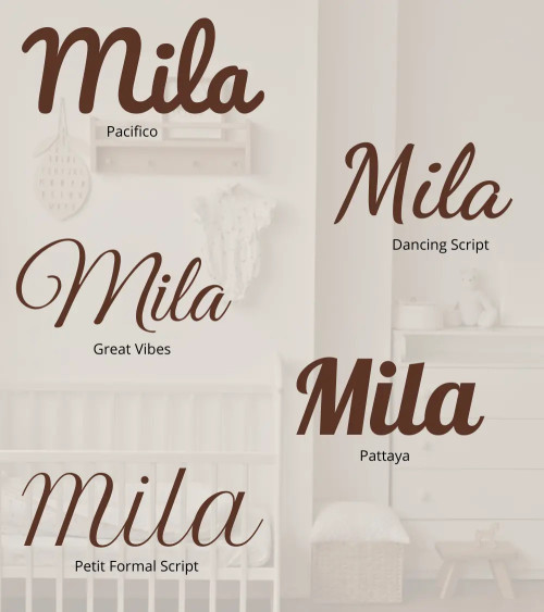 Sierlijke behang naamstickers baby- en kinderkamer bruin