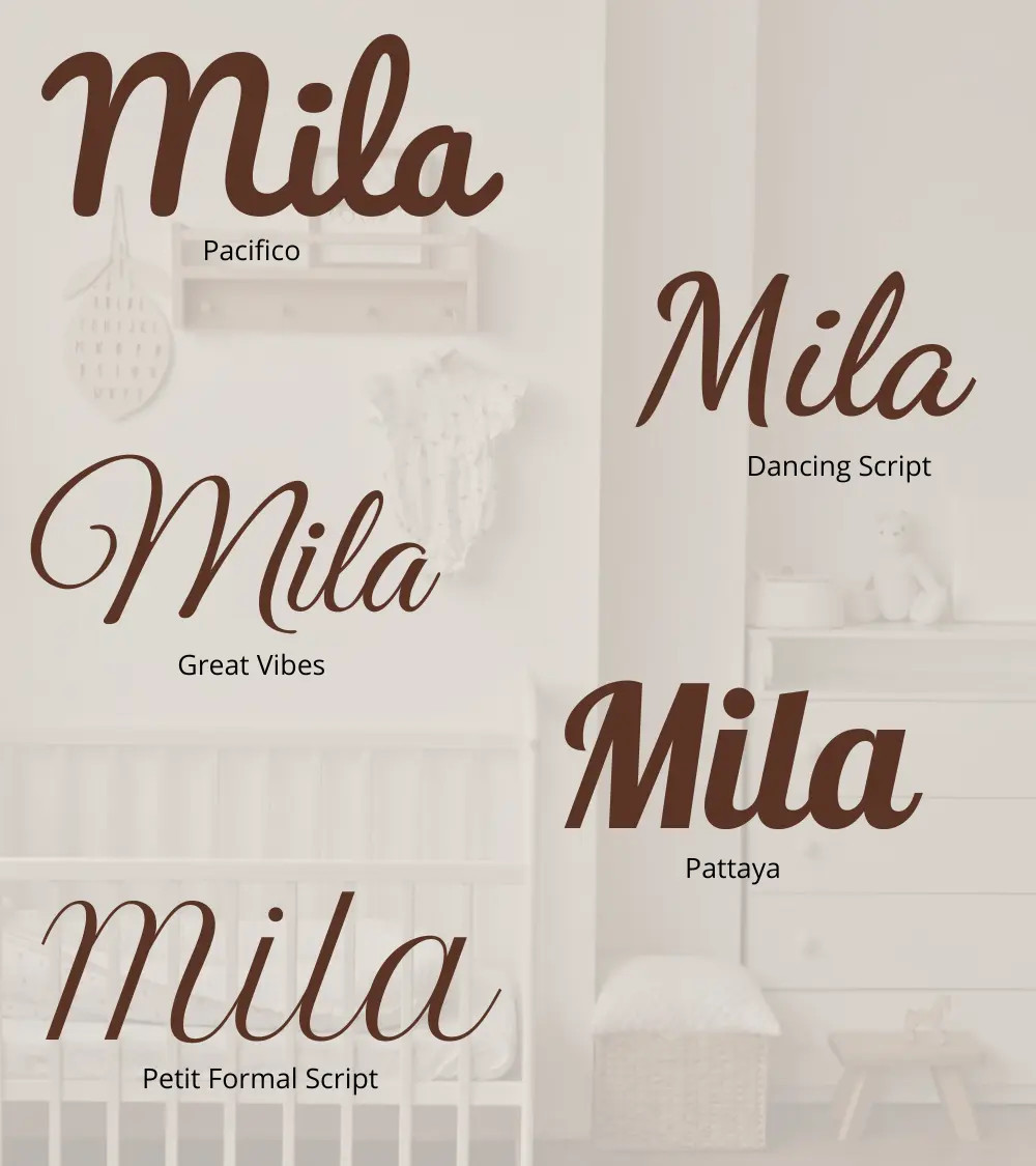 Sierlijke behang naamstickers baby- en kinderkamer bruin