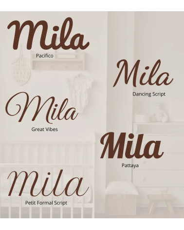 Sierlijke behang naamstickers baby- en kinderkamer bruin