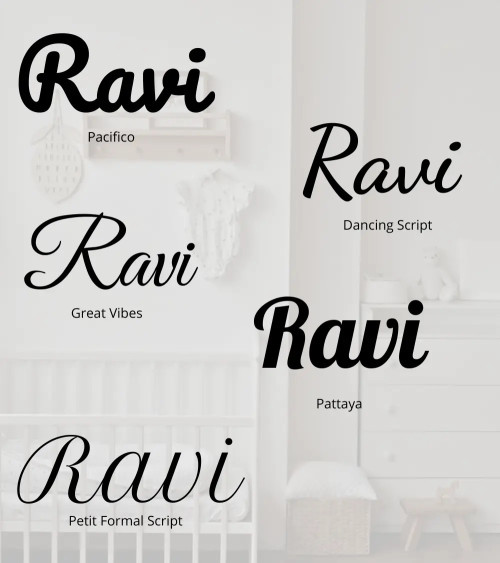 Sierlijke behang naamstickers baby- en kinderkamer zwart