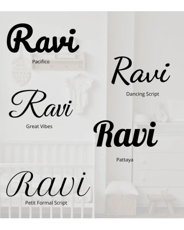 Sierlijke behang naamstickers baby- en kinderkamer zwart