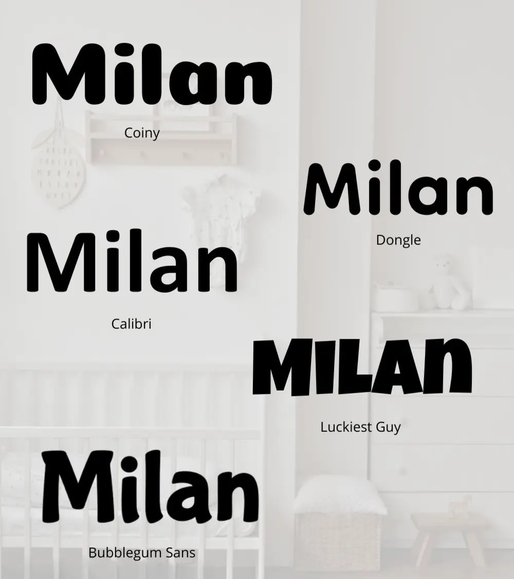 Behang naamletters voorbeelden muurdecoratie babykamer.