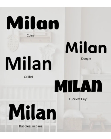 Behang naamletters voorbeelden muurdecoratie babykamer.