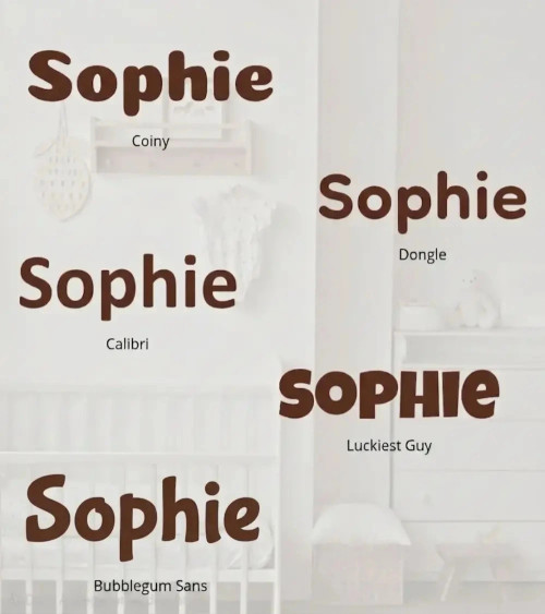 Lettertypen behangstickers naamletters baby- en kinderkamer zwart.