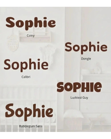 Lettertypen behangstickers naamletters baby- en kinderkamer zwart.