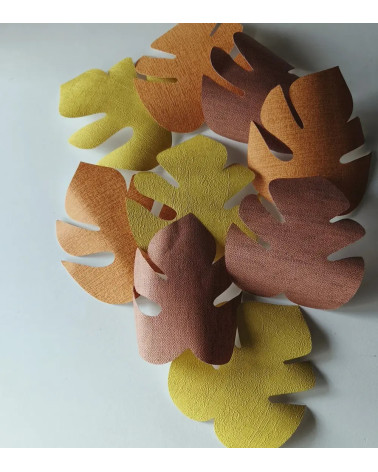 set jungle bladeren in roest, terracotta, oranje roest en okergeel.