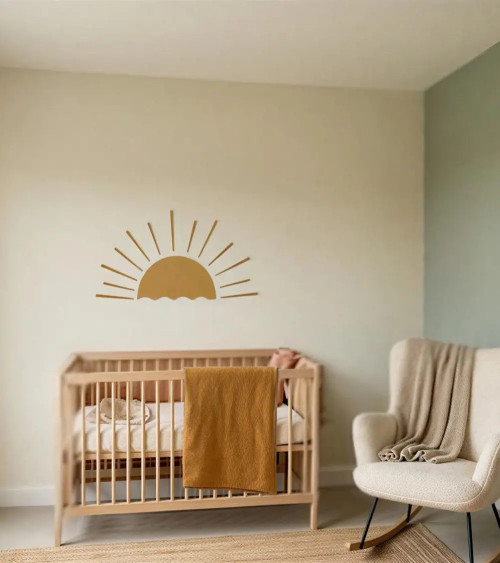 Behangsticker kinderkamer boho zon goud.