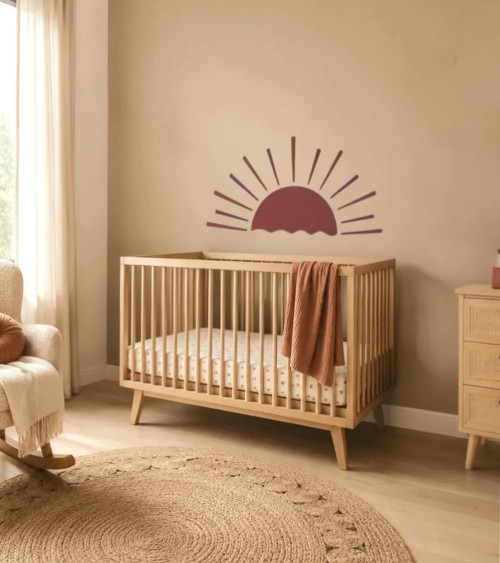 Boho zon behangsticker kinderkamer bordeauxrood.