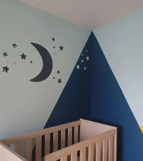 Behangsticker kinderkamer maan donkerblauw.