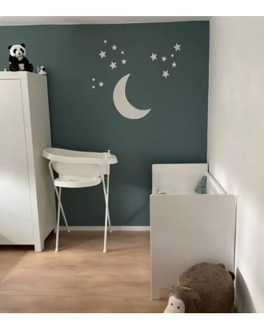 Behangsticker babykamer witte maan met sterren.