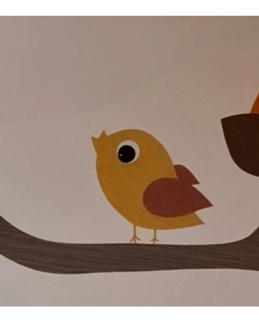 Behangsticker vliegend vogeltje okergeel.