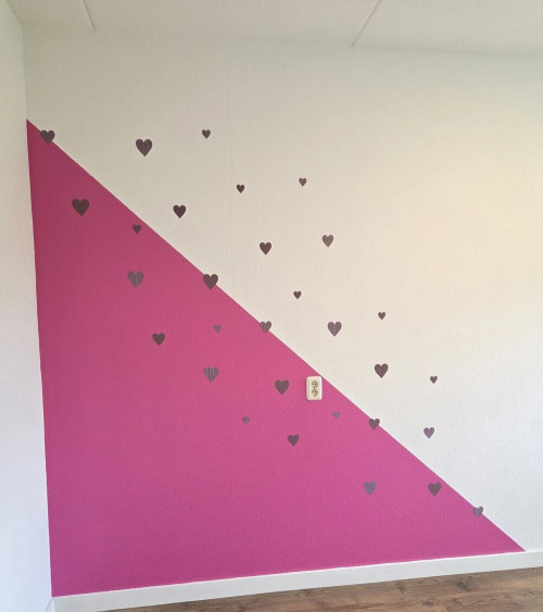 Hartjes behangstickers paars.