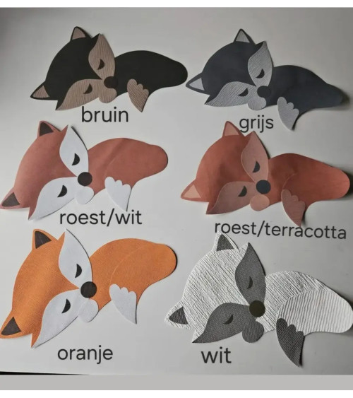Kleuren combinaties voor de vos behangsticker.