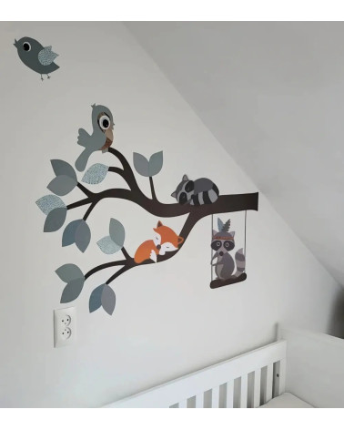 Bosdieren behangsticker babykamer oudgroen