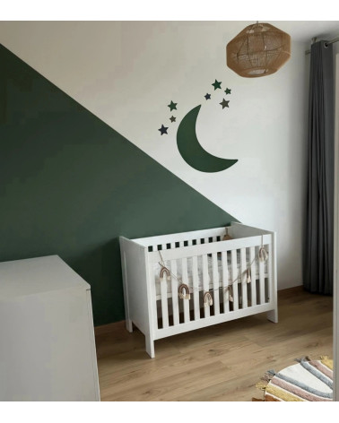 Donkergroene maan behangsticker voor de babykamer.