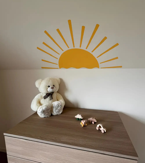 Boho zon behangsticker kinderkamer okergeel.