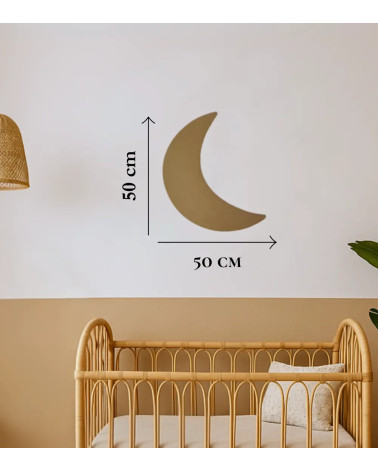 Afmetingen behangsticker luxe boho babykamer gouden maan.