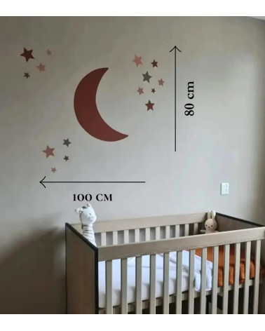 Behangsticker maan met sterren babykamer afmetingen.